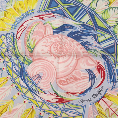Hermes Carre 90 Danse Pacifique Silk Blue Ciel Scarf 0771