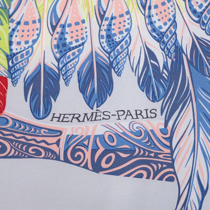 Hermes Carre 90 Danse Pacifique Silk Blue Ciel Scarf 0771