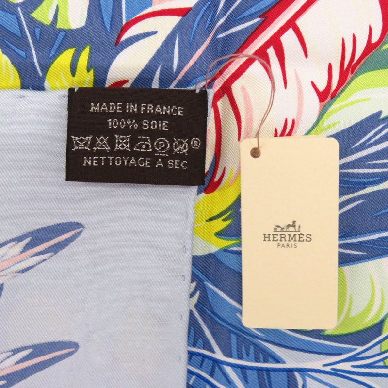 Hermes Carre 90 Danse Pacifique Silk Blue Ciel Scarf 0771