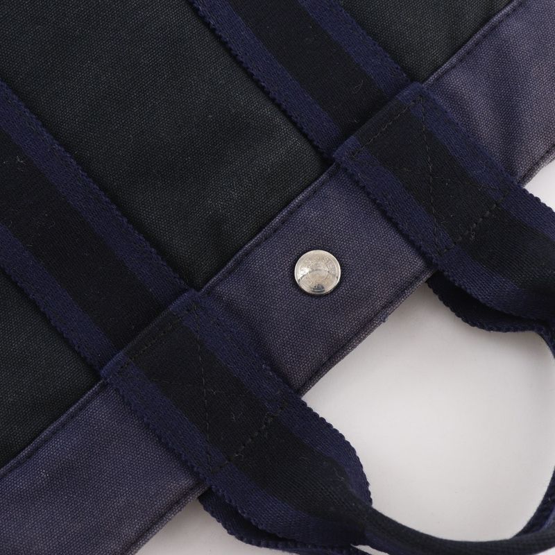 HERMES Sac Fourre Tout PM Cotton Canvas Black Navy Unisex Handbag