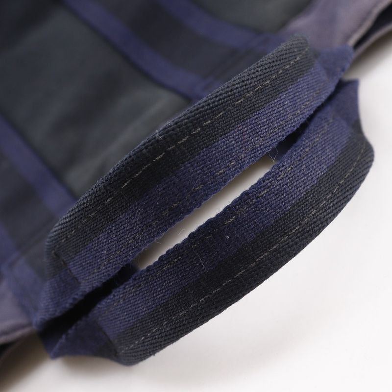 HERMES Sac Fourre Tout PM Cotton Canvas Black Navy Unisex Handbag