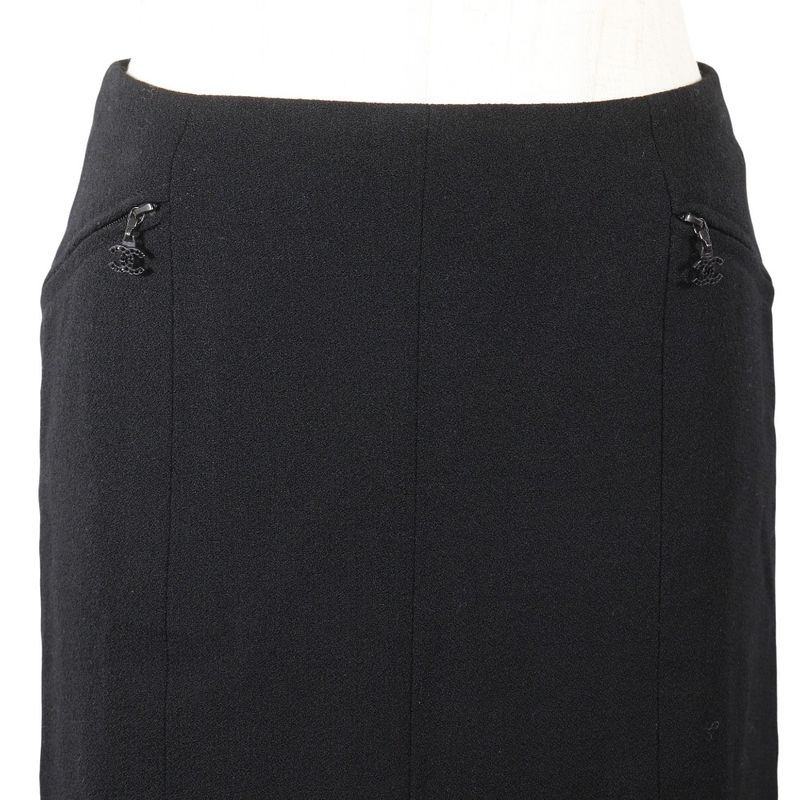 CHANEL Coco Mark P19746v11245 Wool Black Women's Skirt