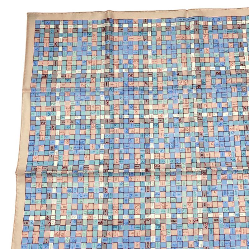 HERMES Scarf Silk Carre 90 Bolduc-check Bolduc Au Carre Fall/winter 2019