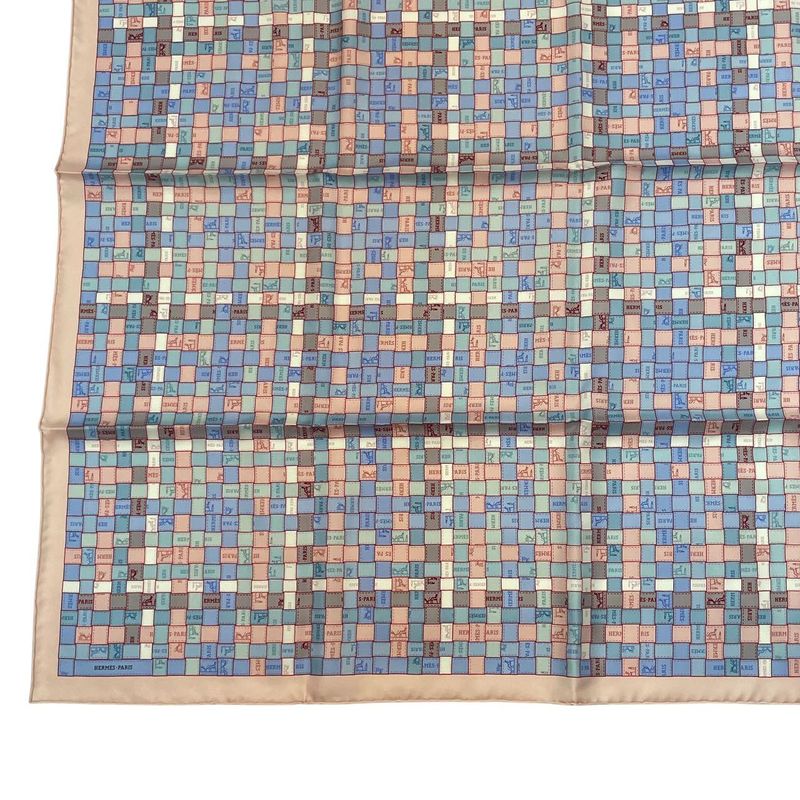 HERMES Scarf Silk Carre 90 Bolduc-check Bolduc Au Carre Fall/winter 2019