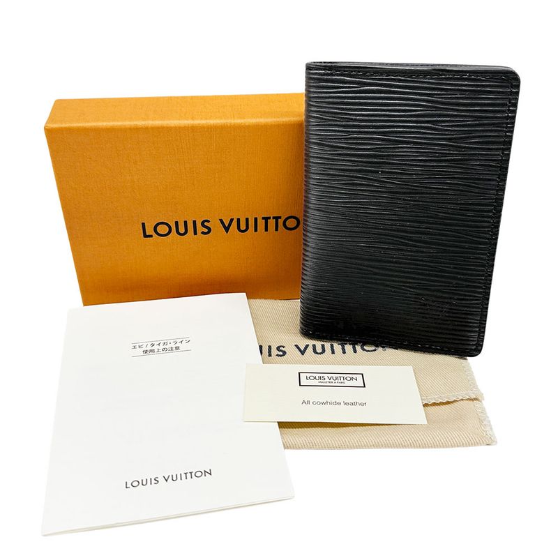 Louis Vuitton Card Case Men's Brand Epi Leather Organizer Do Poche Black M60642