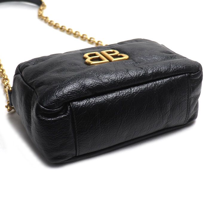 BALENCIAGA Monaco Chain Shoulder Bag Black 806459 Women's Used