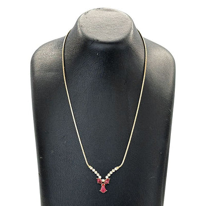DIOR Necklace Women's Brand Rhinestone Redstone Gold Accessories - Pendant