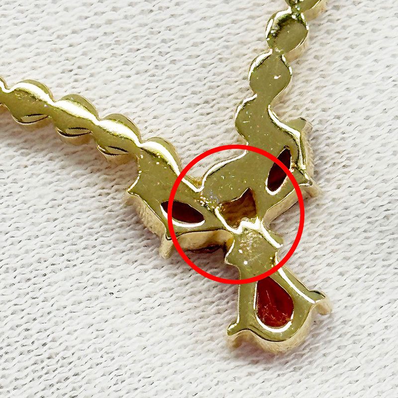 DIOR Necklace Women's Brand Rhinestone Redstone Gold Accessories - Pendant