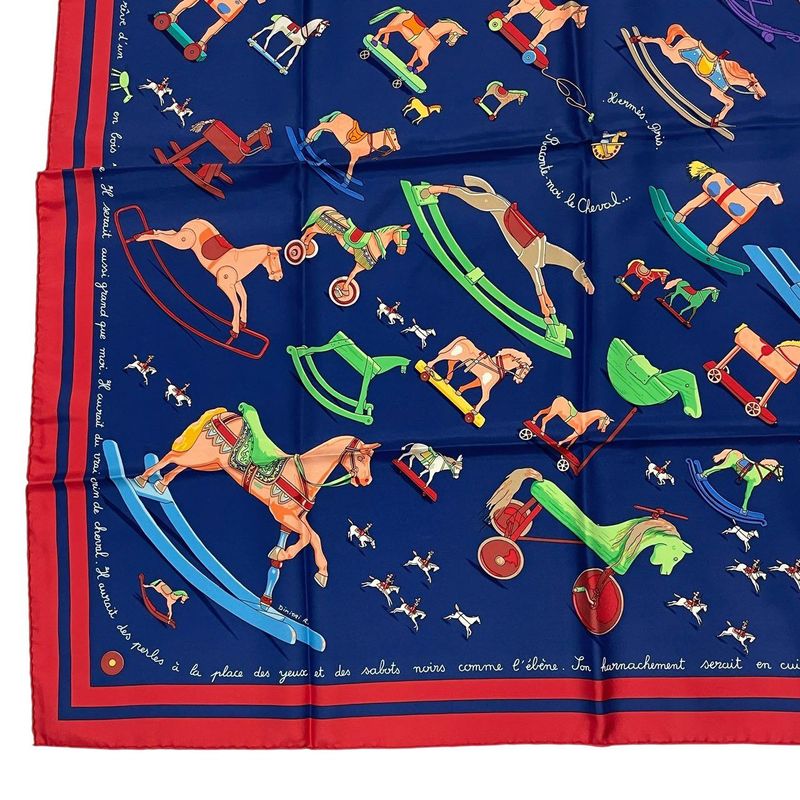 HERMES Carre 90 Scarf 100% Silk Raconte Moi Le Cheval Talking About Horses