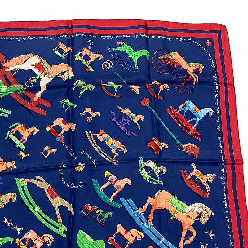 HERMES Carre 90 Scarf 100% Silk Raconte Moi Le Cheval Talking About Horses