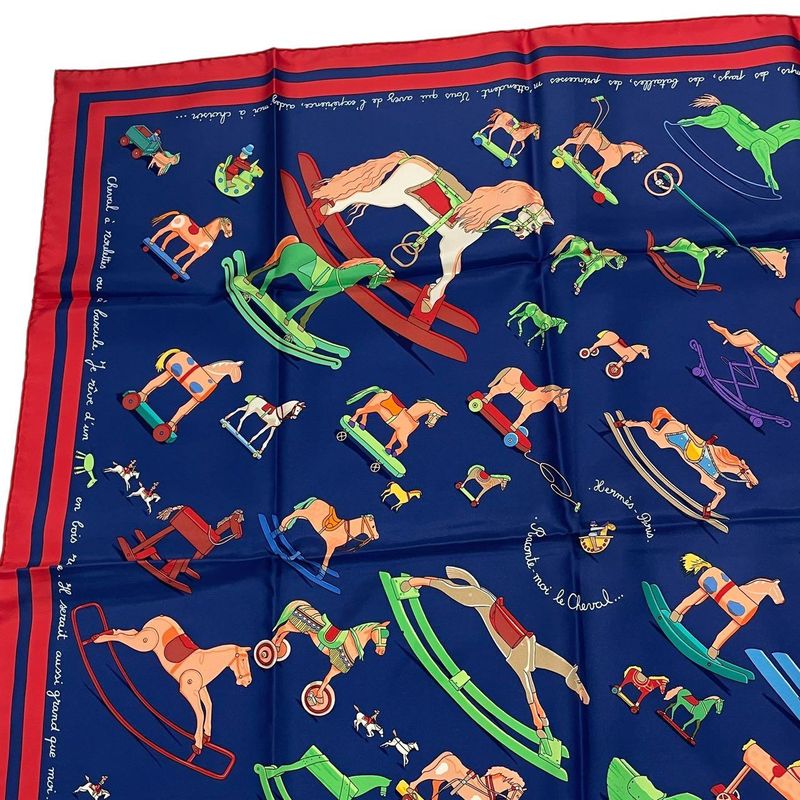 HERMES Carre 90 Scarf 100% Silk Raconte Moi Le Cheval Talking About Horses