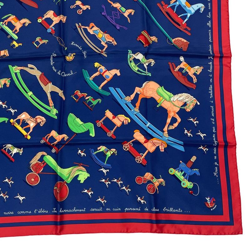 HERMES Carre 90 Scarf 100% Silk Raconte Moi Le Cheval Talking About Horses