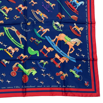 HERMES Carre 90 Scarf 100% Silk Raconte Moi Le Cheval Talking About Horses