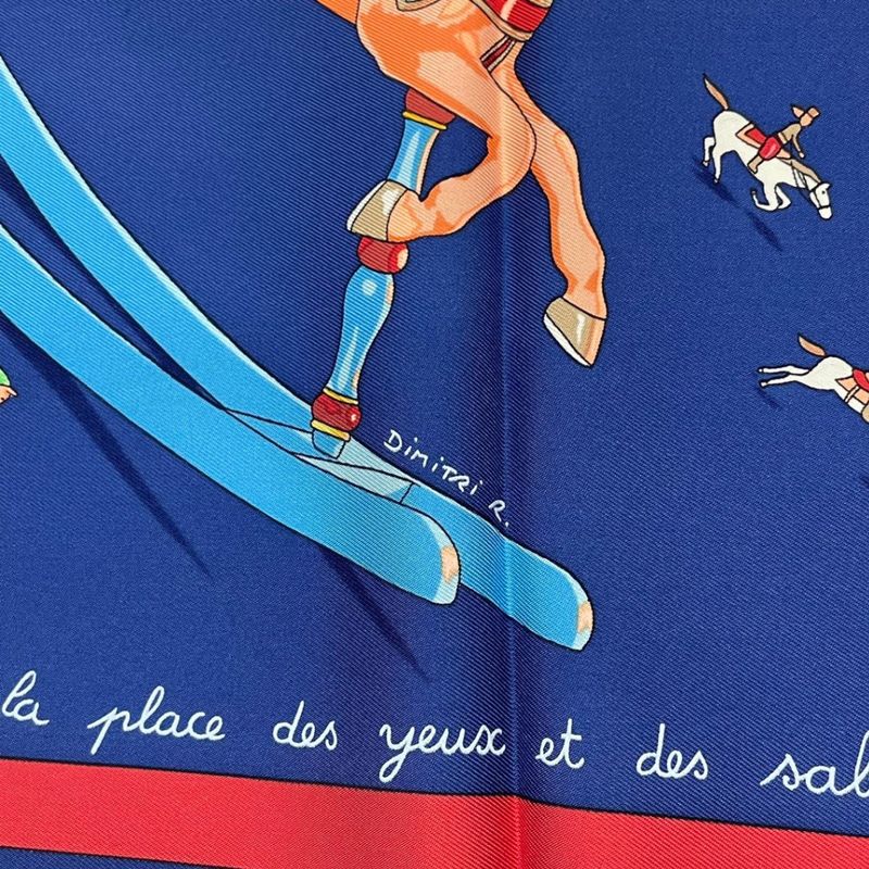 HERMES Carre 90 Scarf 100% Silk Raconte Moi Le Cheval Talking About Horses