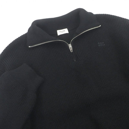 CELINE wool Eddie period Triomphe half zip trucker collar sweater