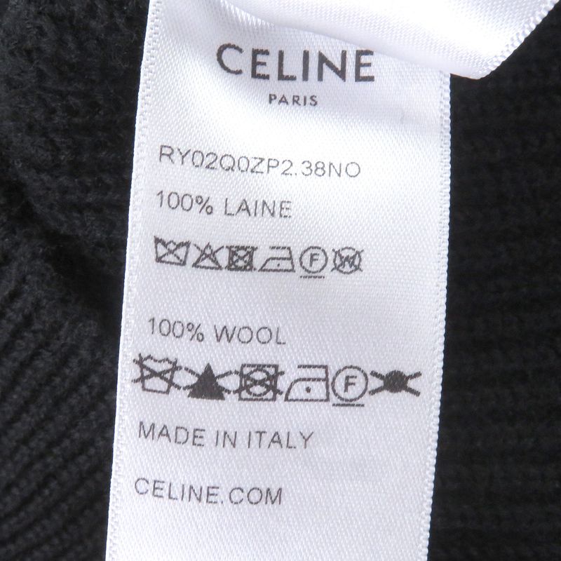 CELINE wool Eddie period Triomphe half zip trucker collar sweater