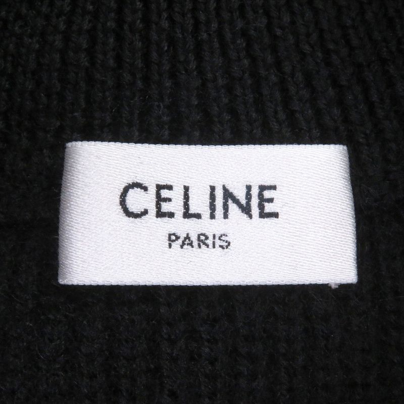 CELINE wool Eddie period Triomphe half zip trucker collar sweater