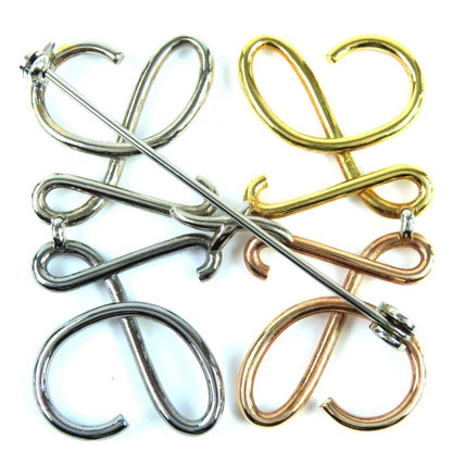 LOEWE Anagram 4 Color Brooch Gold Silver Bronze Metal Storage Bag Included