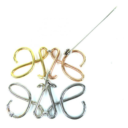 LOEWE Anagram 4 Color Brooch Gold Silver Bronze Metal Storage Bag Included