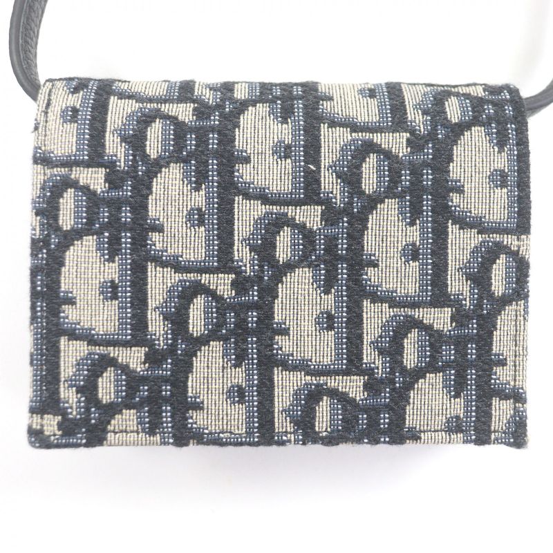 DIOR Homme Canvas Leather Oblique Shoulder Strap Nano Pouch Beige Navy With