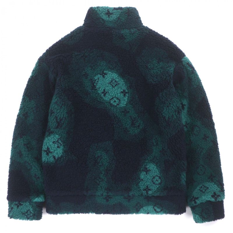 Louis Vuitton Hoy15w Monogram Camouflage Pattern Jacquard Boa Zip Up Fleece
