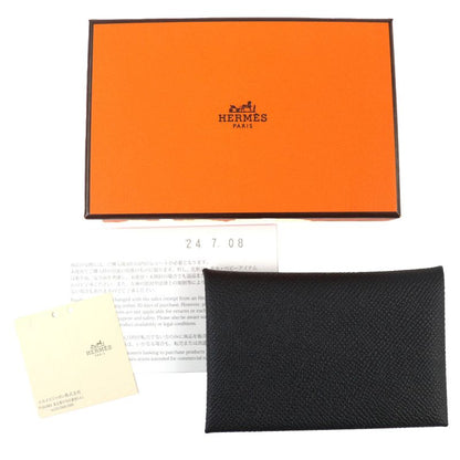 HERMES Calvi Vo-epson Silver Hardware Business Card Holder Coin Case Card Case