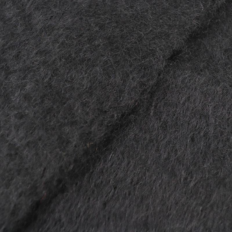LOEWE Mohair Wool Anagram Leather Patch Long Muffler With Fringe - Black Made