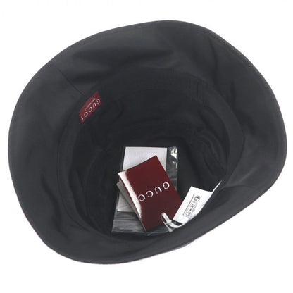 GUCCI 813534 Embossed Logo Sherry Line Bucket Hat Black Made In Italy Genuine