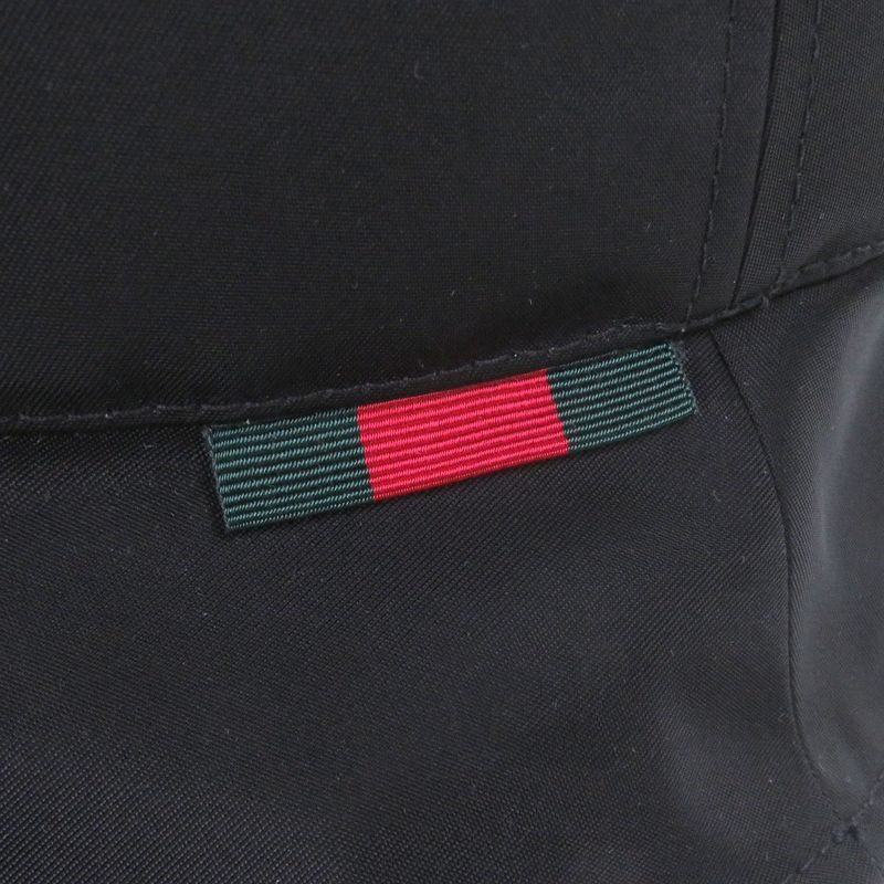 GUCCI 813534 Embossed Logo Sherry Line Bucket Hat Black Made In Italy Genuine