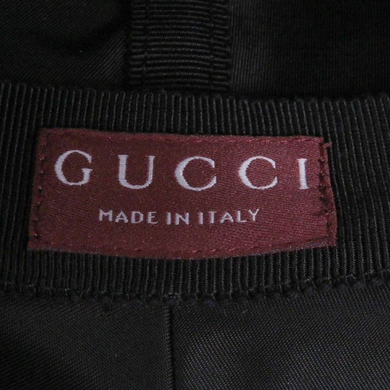 GUCCI 813534 Embossed Logo Sherry Line Bucket Hat Black Made In Italy Genuine