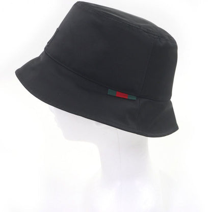 GUCCI 813534 Embossed Logo Sherry Line Bucket Hat Black Made In Italy Genuine