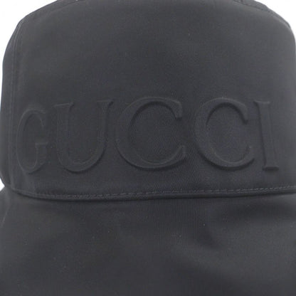GUCCI 813534 Embossed Logo Sherry Line Bucket Hat Black Made In Italy Genuine