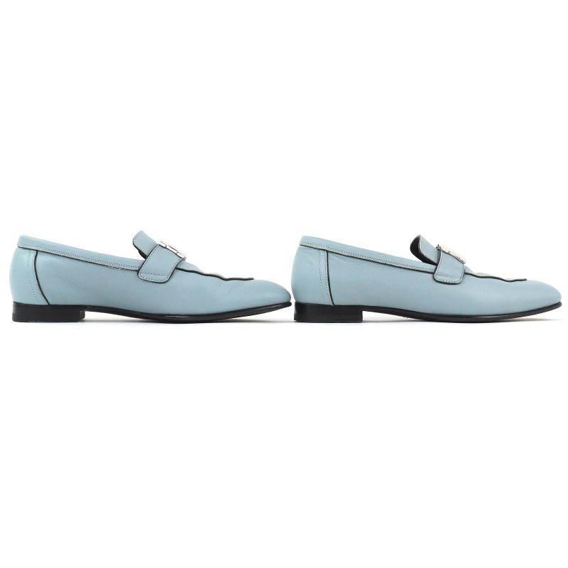 HERMES 2022 Made 221004z Constance Moccasin Shoes Leather Lofa Light Blue