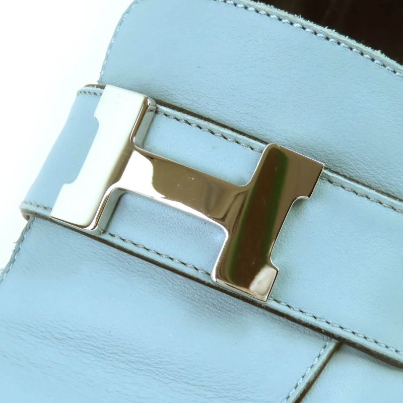 HERMES 2022 Made 221004z Constance Moccasin Shoes Leather Lofa Light Blue