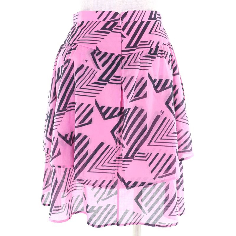 CHANEL Made In 2023 P74305 100% Cotton Coco Mark Pattern Allover Mini Skirt