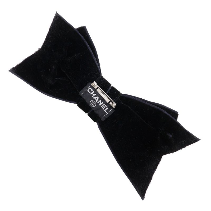 CHANEL Ribbon Velor Black Ladies 17g Brooch