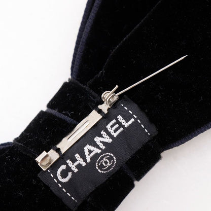 CHANEL Ribbon Velor Black Ladies 17g Brooch