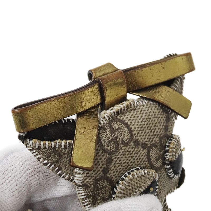 GUCCI Key Holder Women's Brand Gucciori Chihuahua GG Supreme Beige Brown Dog