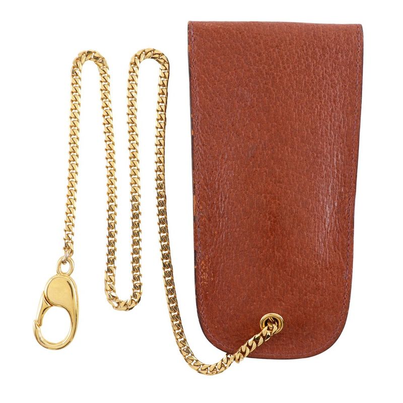 GUCCI Old GUCCI Leather Brown Unisex Key Case