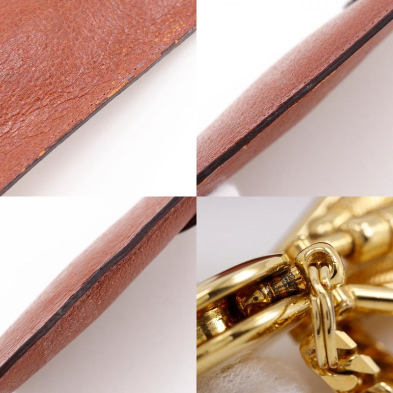 GUCCI Old GUCCI Leather Brown Unisex Key Case