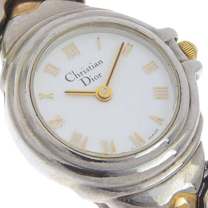 Christian DIOR Stainless Steel Quartz Analog Display Ladies White Dial