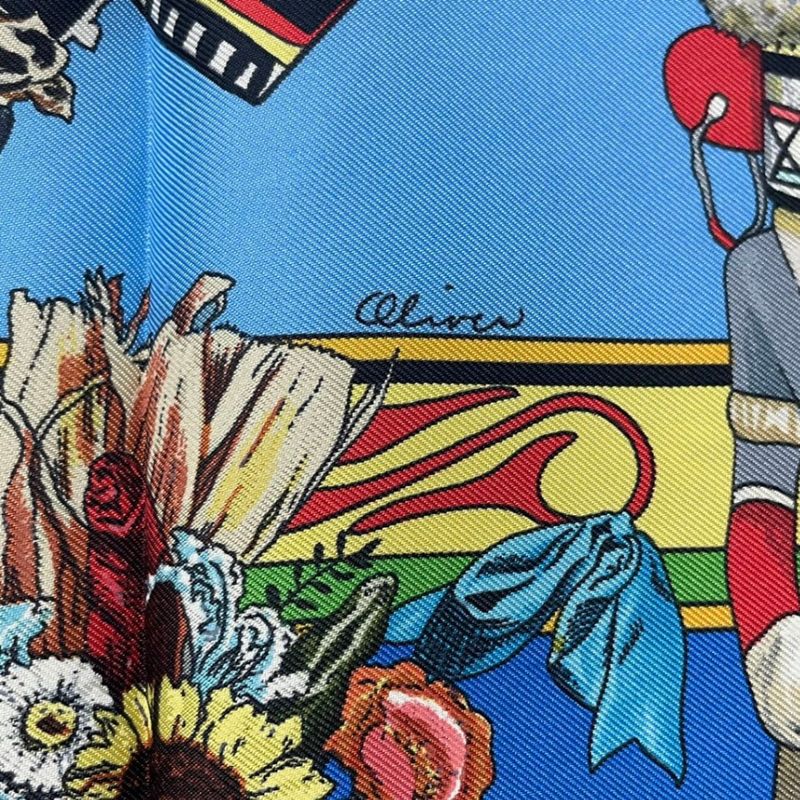 HERMES Scarf Silk Carre 90 Kachinas Ethnic Blue - Box Included