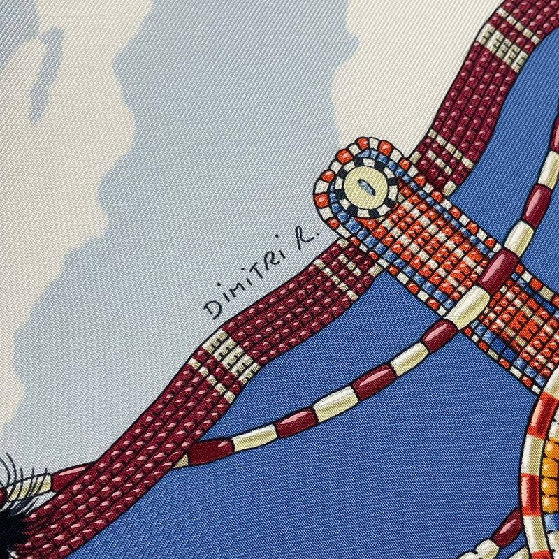 HERMES Carre 90 Silk Scarf Perles DU Kenya Pearls Of Kenya Blue - Box Included