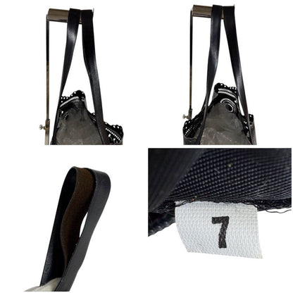 PRADA Punching Leather Tote Bag With Pouch Cutwork Black Leather