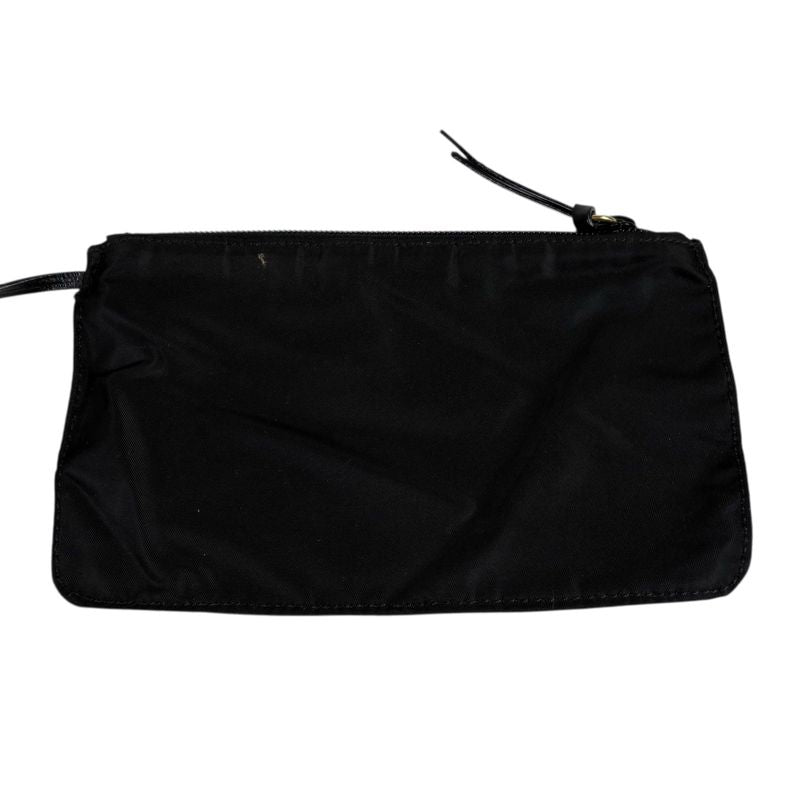 PRADA Punching Leather Tote Bag With Pouch Cutwork Black Leather