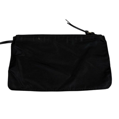 PRADA Punching Leather Tote Bag With Pouch Cutwork Black Leather