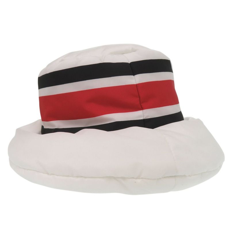 PRADA Re Nylon Logo Print Volume Bucket Hat Polyester Polyamide White 0674 PRADA