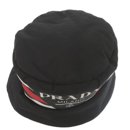 PRADA Re Nylon Logo Print Volume Bucket Hat Polyester Polyamide Black 0673 PRADA