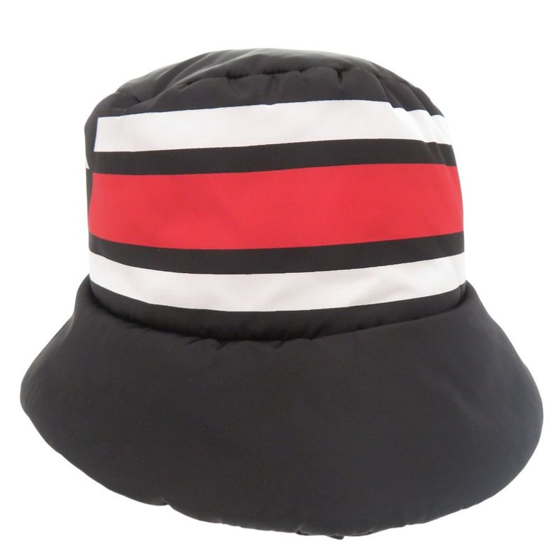 PRADA Re Nylon Logo Print Volume Bucket Hat Polyester Polyamide Black 0673 PRADA