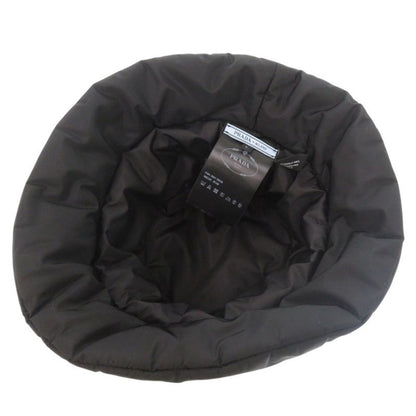 PRADA Re Nylon Logo Print Volume Bucket Hat Polyester Polyamide Black 0673 PRADA